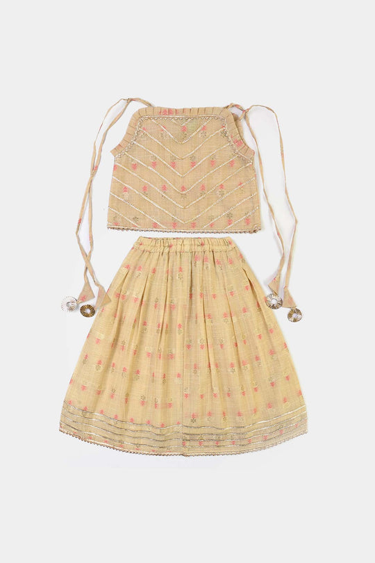 Infant Girls Jacquard 2Pcs Riwaj-BEIGE