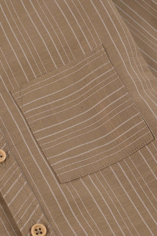 Boys Yarn Dyed Shirt F/S (Desert Stripe) - BROWN