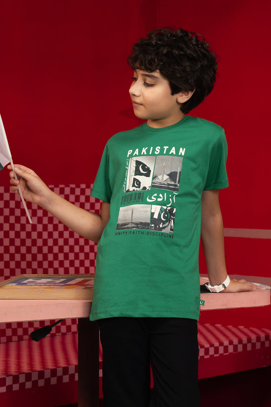 Boys Cotton Jersey Azadi T-Shirt – Green