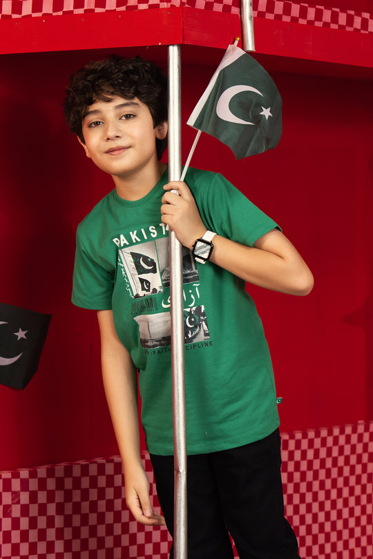 Boys Cotton Jersey Azadi T-Shirt – Green
