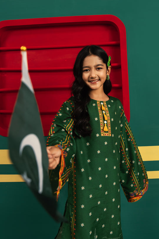 Girls Polyester Ind Kurti Tulip-Green