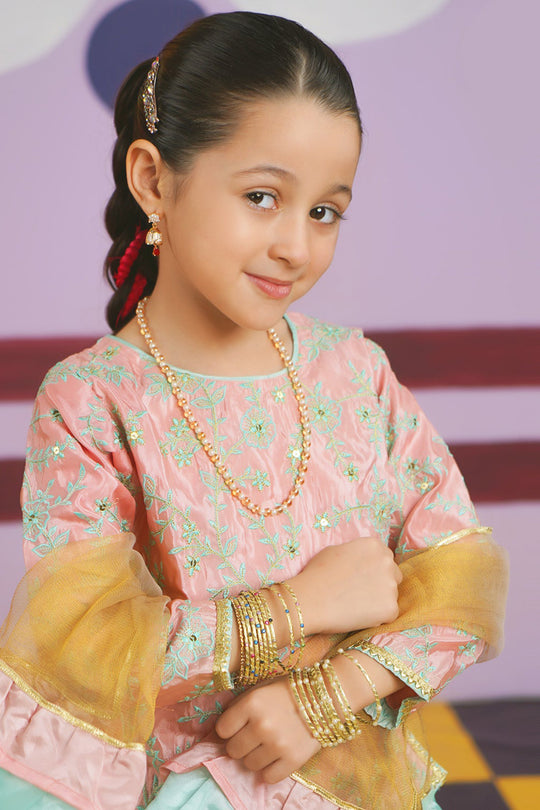 Girls Poly Satin 3 PCs Suit Shimmer-Paradise