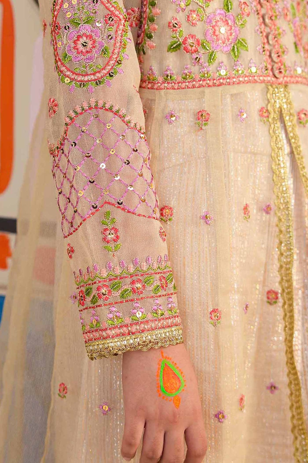 Girls Jacquard 3Pcs Gul Raiz-Cream