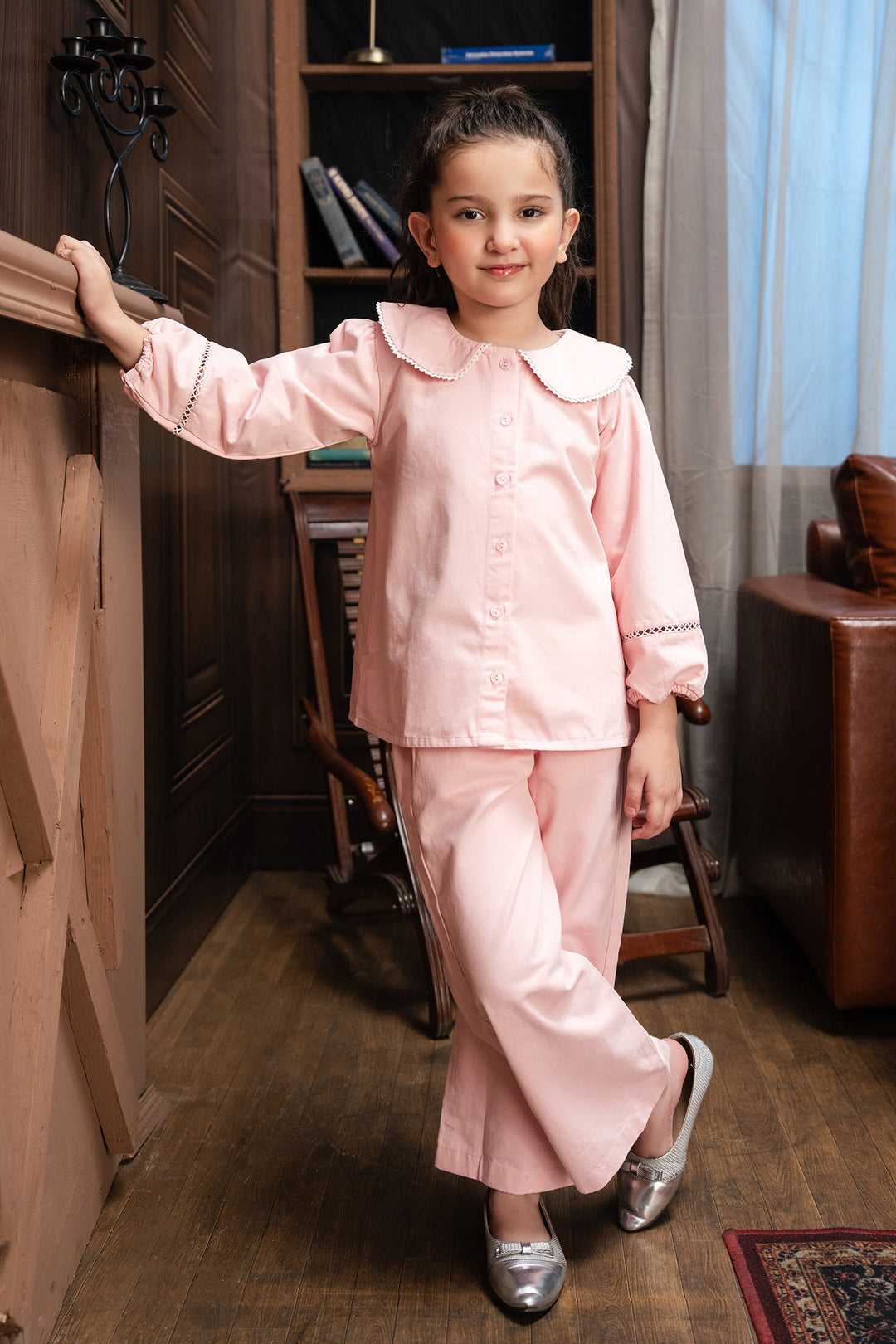 Girls Cotton Twill Co-Ord Set Chunky (Pink)