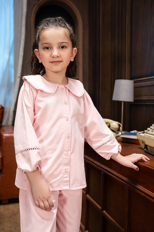 Girls Cotton Twill Co-Ord Set Chunky (Pink)