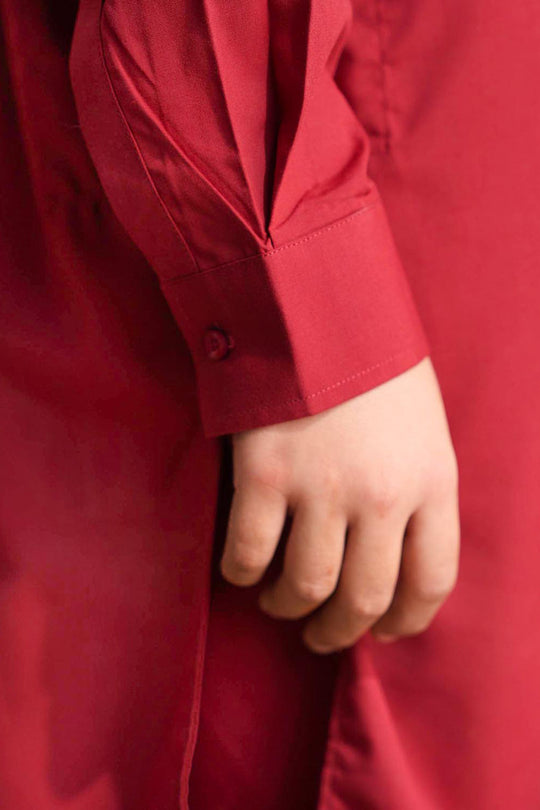 Boys Poly Viscose Kurta Pajama (Cut Placket) -RED