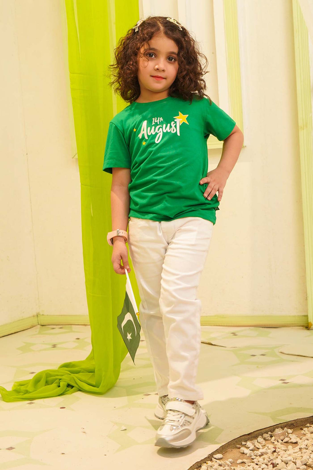 Girls Poly Cotton Jersey T-Shirt H/S SHINING STAR-Joly Green