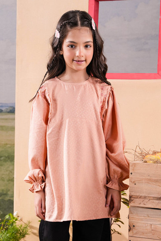 Girls Jacquard Embroidered Top Bloom - Peach
