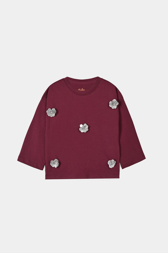 Girls Cotton Jersey T-Shirt F/S Flowers-Rhodendron
