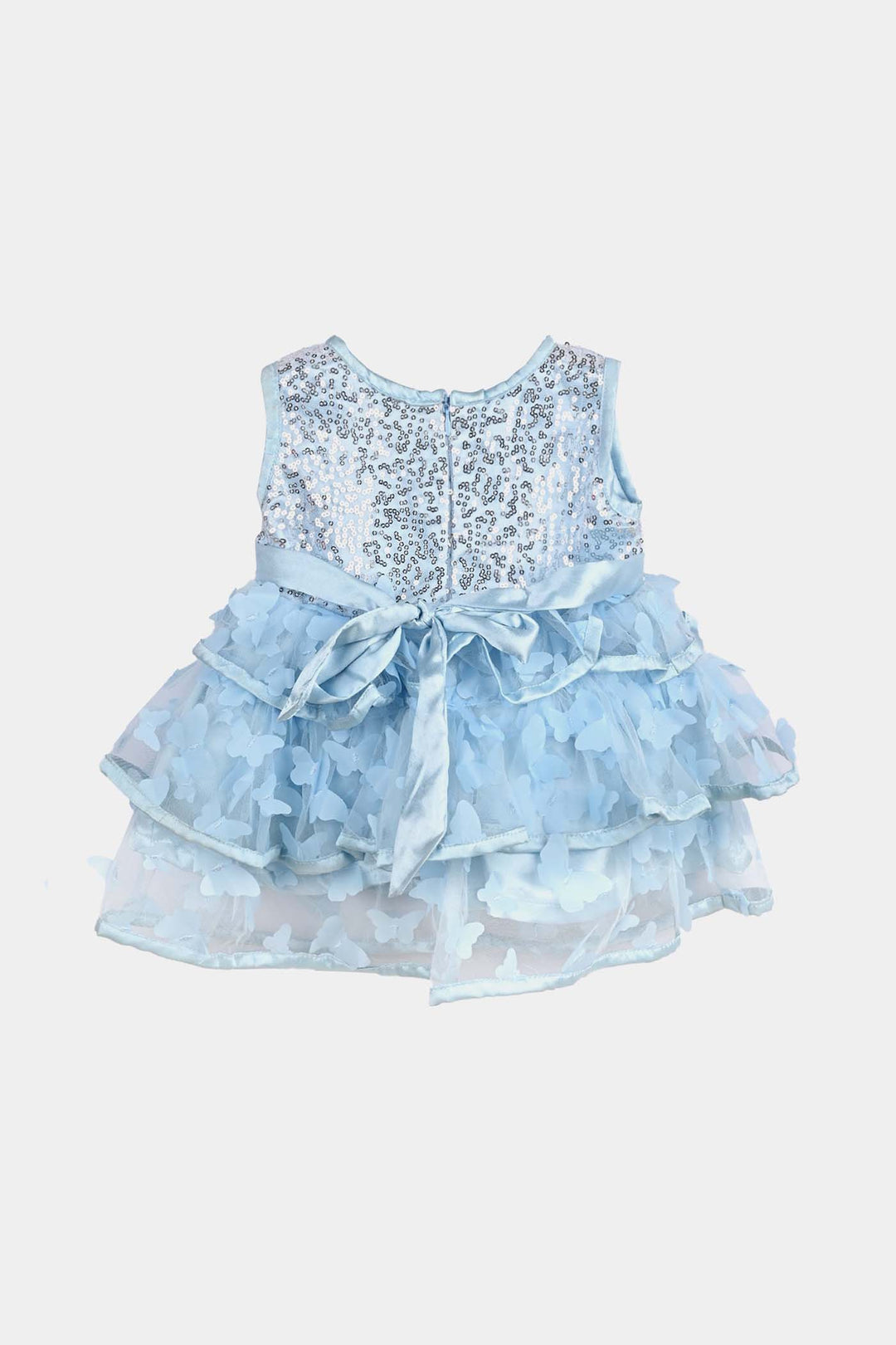 Infant Girls Sequence Fancy Frock Little Butterfly-LT.Blue