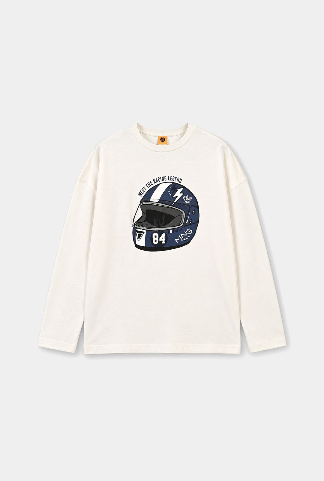 Boys Cotton Jersey T-Shirt Helmet-WHITE