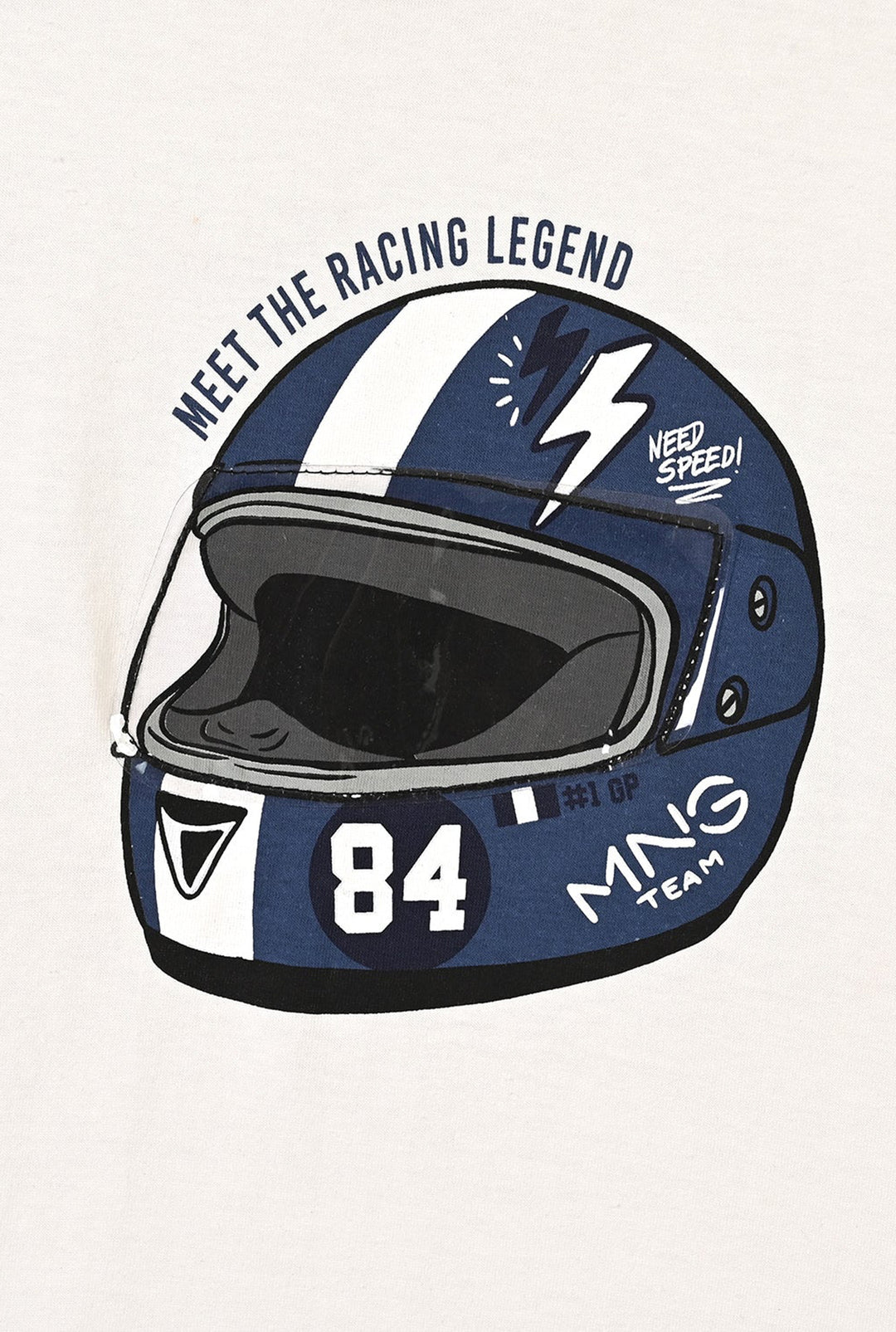 Boys Cotton Jersey T-Shirt Helmet-WHITE