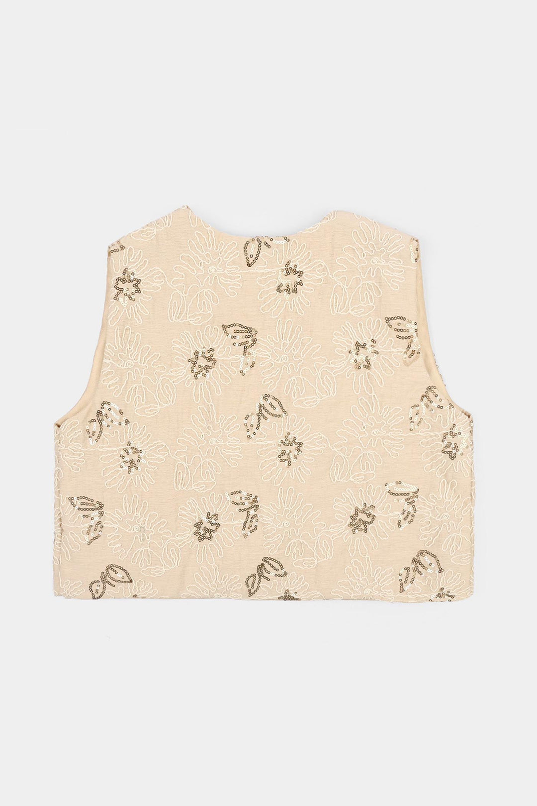 Girls Polyester Waist Coat Goldy - Beige