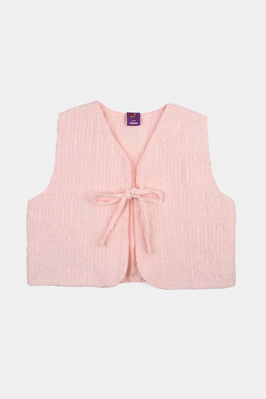 Girls Polyester Waist Coat Flamingo - Baby Pink