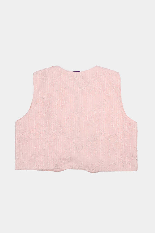 Girls Polyester Waist Coat Flamingo - Baby Pink