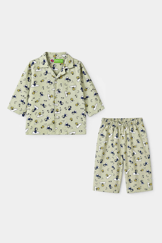 Infant Boys Linen Viscose Nightwear Space- Light Green