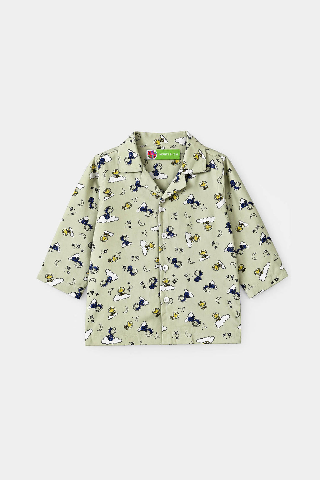 Infant Boys Linen Viscose Nightwear Space- Light Green