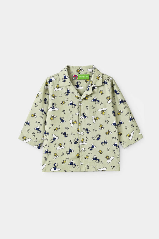 Infant Boys Linen Viscose Nightwear Space- Light Green