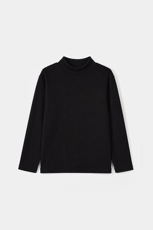 Boys 2x1 Rib Turtle Neck-BLACK