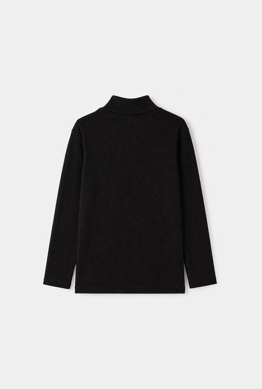 Boys 2x1 Rib Turtle Neck Black