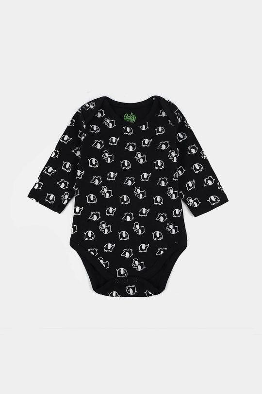 Infant Boys Cotton Interlock Romper F/S LITTLE ELEPHANT - BLACK
