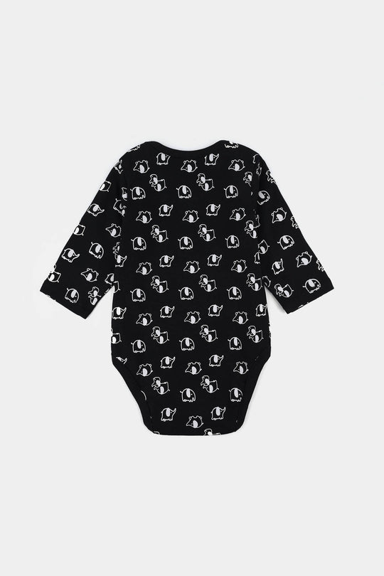 Infant Boys Cotton Interlock Romper F/S LITTLE ELEPHANT - BLACK