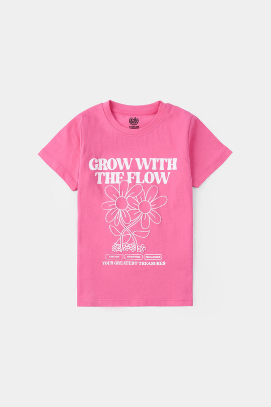 Girls Jersey/Terry T-Shirt - Hot Pink