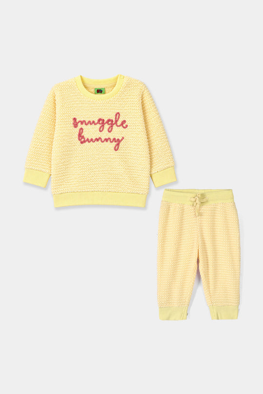 Infant Girls Quilted 2Pcs Suit Snuggle Bunny-Yellow