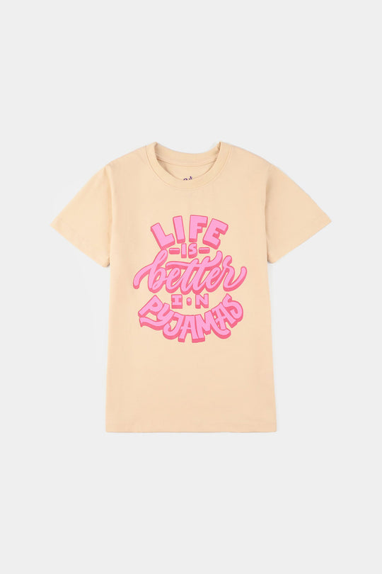 Girls PC Jersey Night Suit (Life is Better) – Brazilian Sand