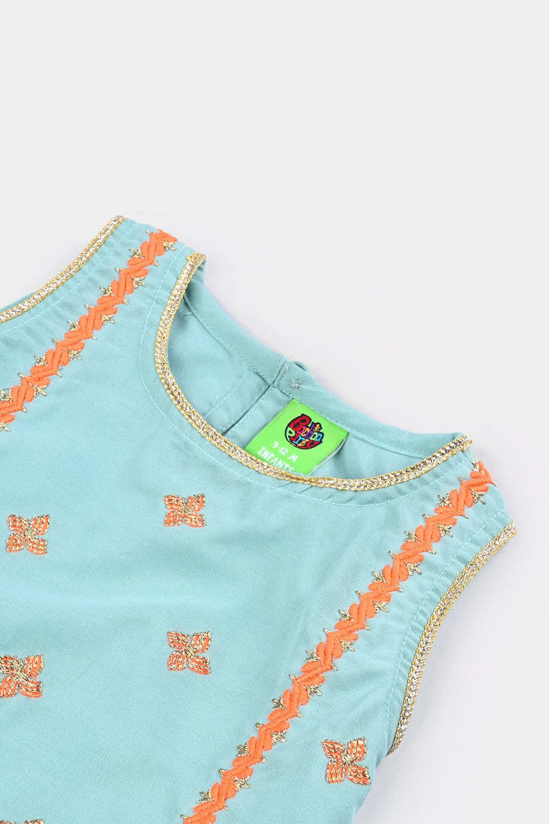 Infant Girls poly cambric Fancy 2Pcs Little Neon-Mint Green