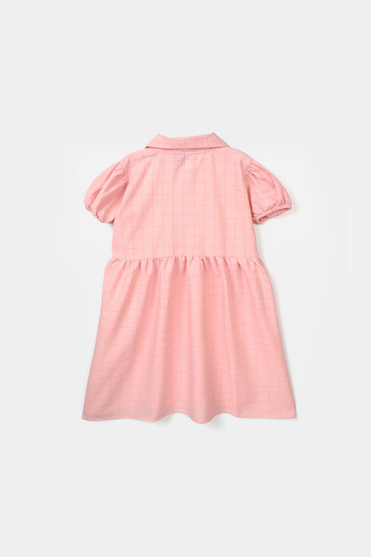 Infant Girls Poly Twill Embroidered Frock Pink Beauty - Pink