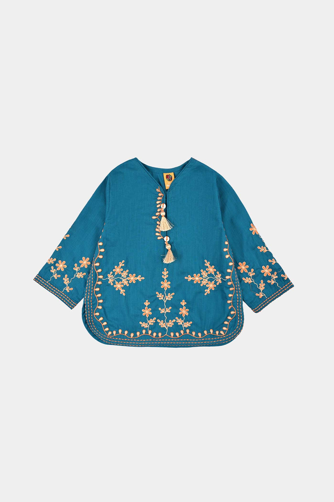 Girls Cotton Slub EMB 2 Pc Suit Noori-BLUE