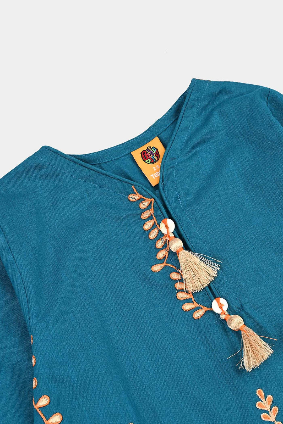 Girls Cotton Slub EMB 2 Pc Suit Noori-BLUE