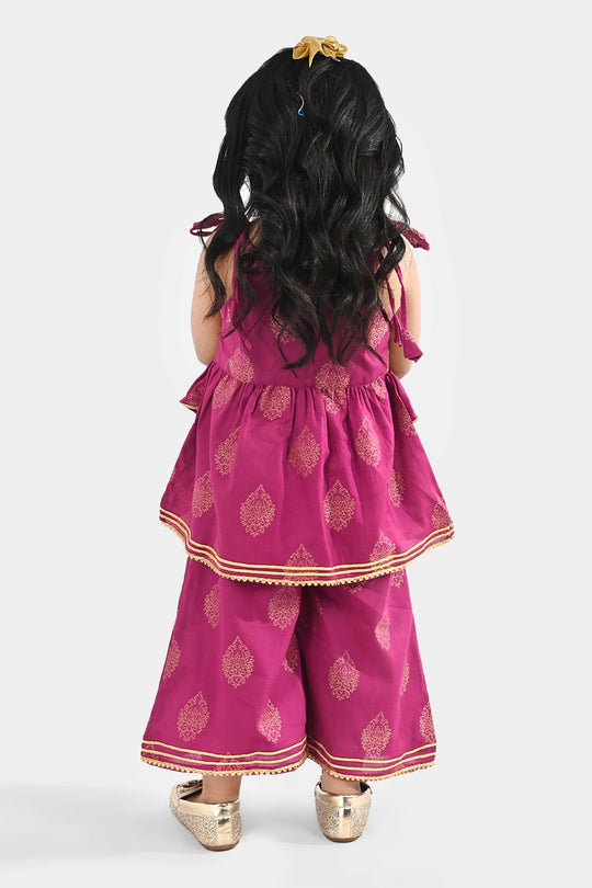 Infant Girls Jacquard 2 Piece Set (Titli) - Magenta