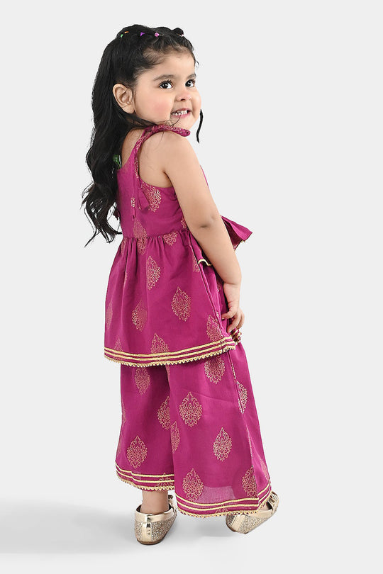 Infant Girls Jacquard 2 Piece Set (Titli) - Magenta