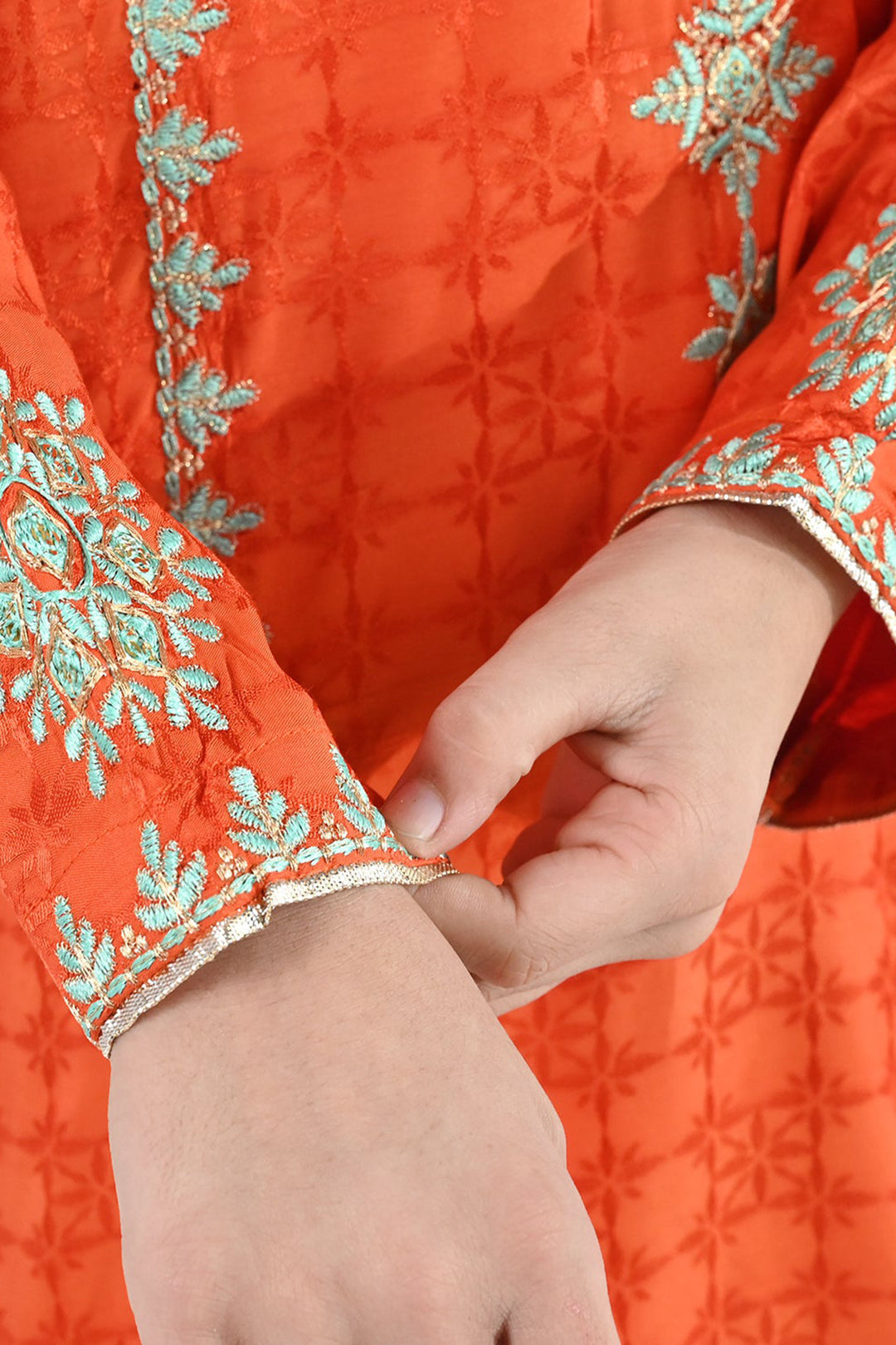 Girls Jacquard 3 Pcs Raqs - Rust