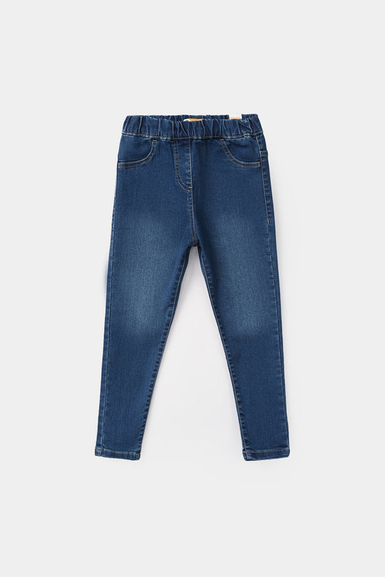 Girls Denim Stretch Jeggings Basic - Mid Blue