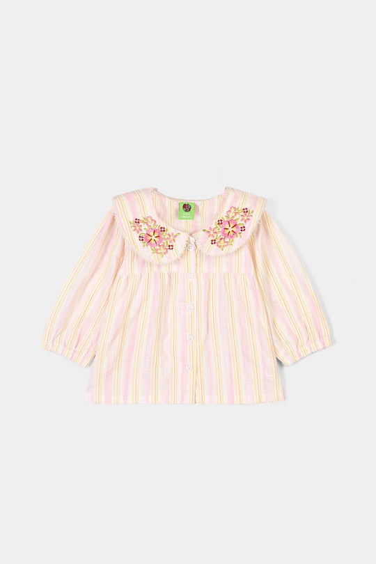 Infant Girls Polyester Emb Top Tiny Flower