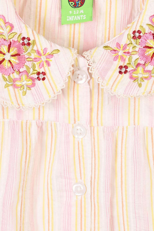 Infant Girls Polyester Emb Top Tiny Flower
