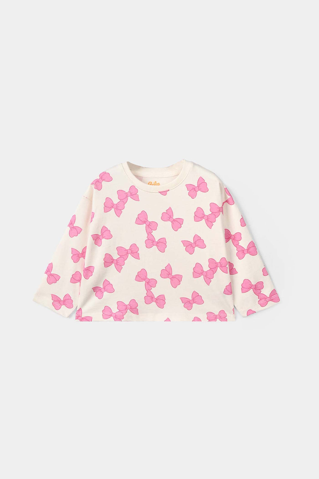 Girls Cotton Jersey T-Shirt Bow Pattern