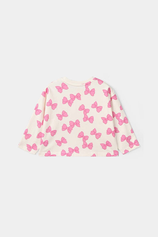 Girls Cotton Jersey T-Shirt Bow Pattern