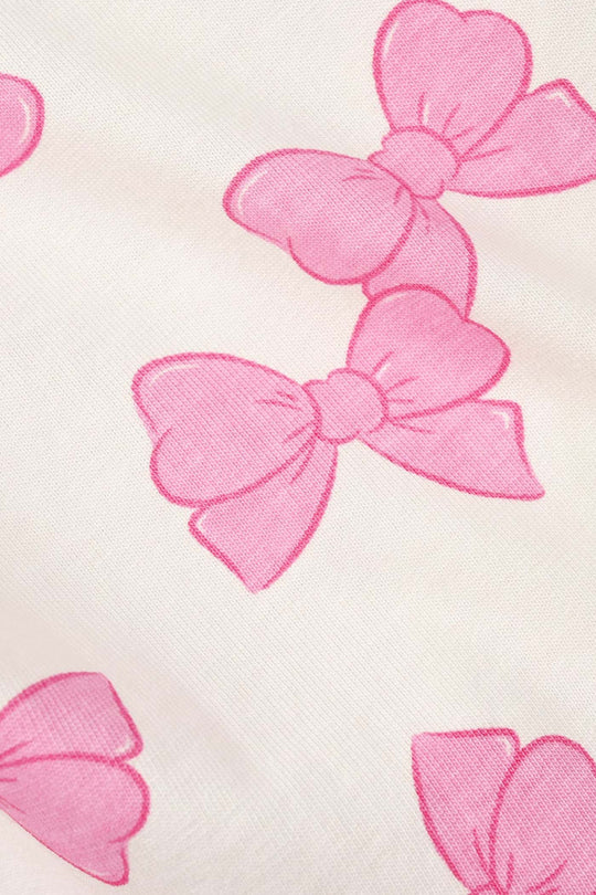 Girls Cotton Jersey T-Shirt Bow Pattern