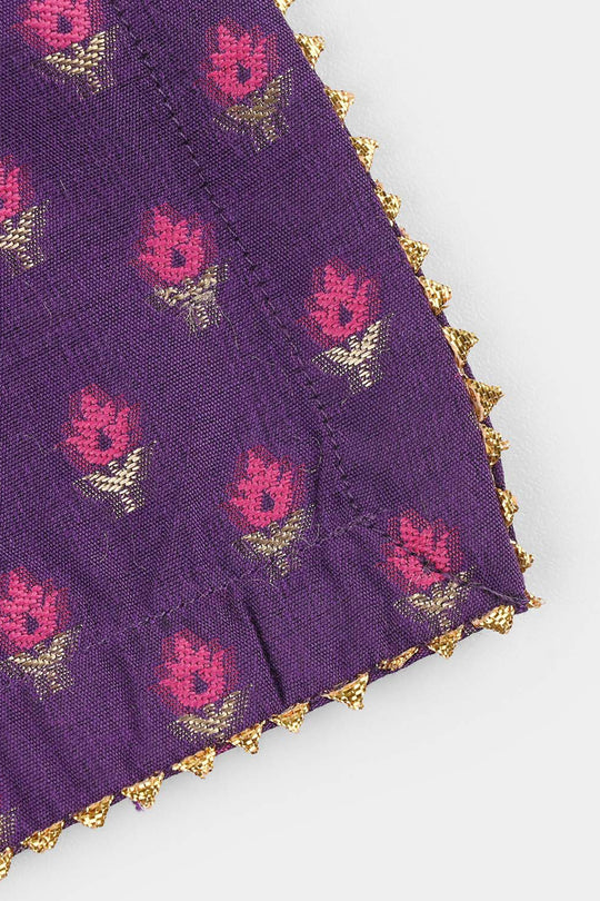 Infant Girls Cotton Jacquard Emb 2Pcs Munni-PURPLE