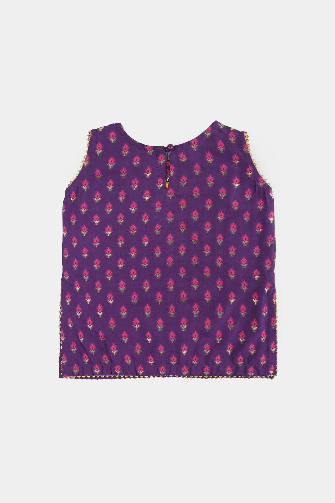 Infant Girls Cotton Jacquard Emb 2Pcs Munni-PURPLE