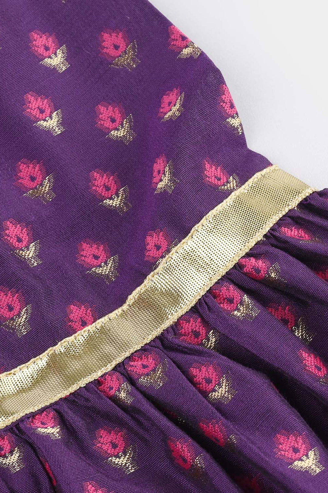 Infant Girls Cotton Jacquard Emb 2Pcs Munni-PURPLE