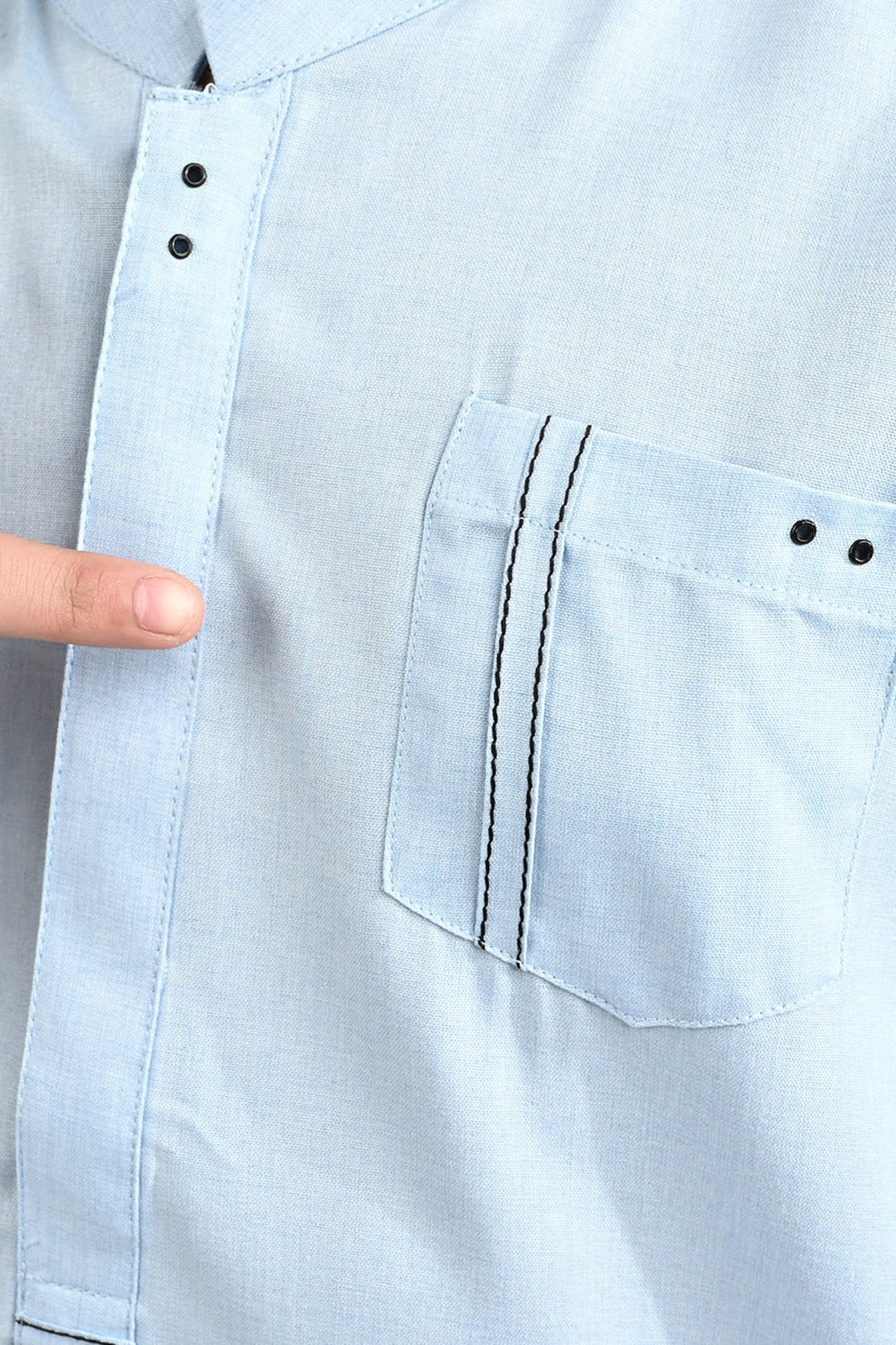 Boys Poly Viscose Shalwar Suit (Front Pocket)-L/BLUE