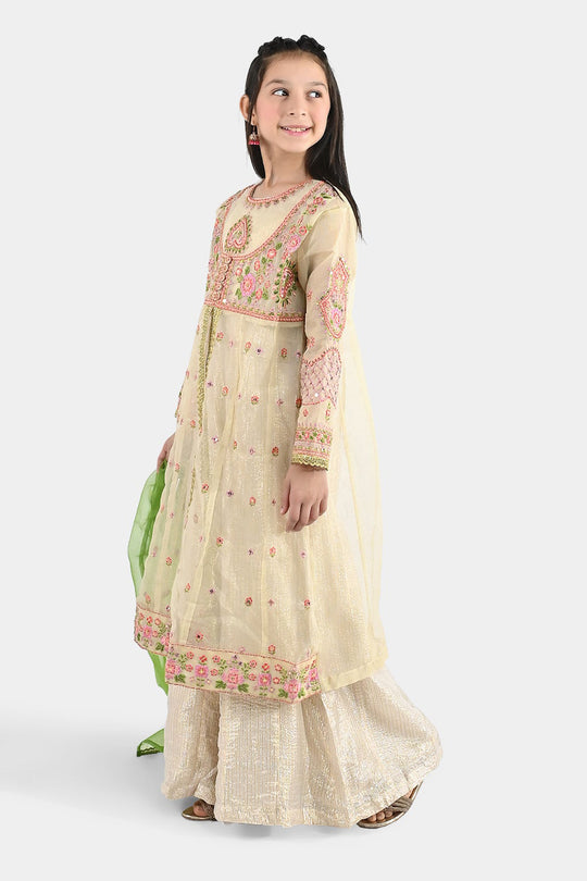 Girls Jacquard 3Pcs Gul Raiz-Cream