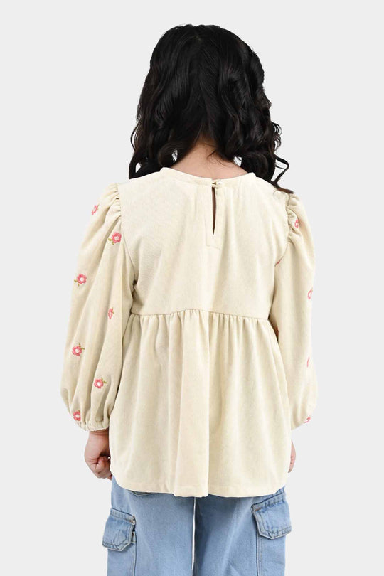 Girls Polyester Emb Top Dusky