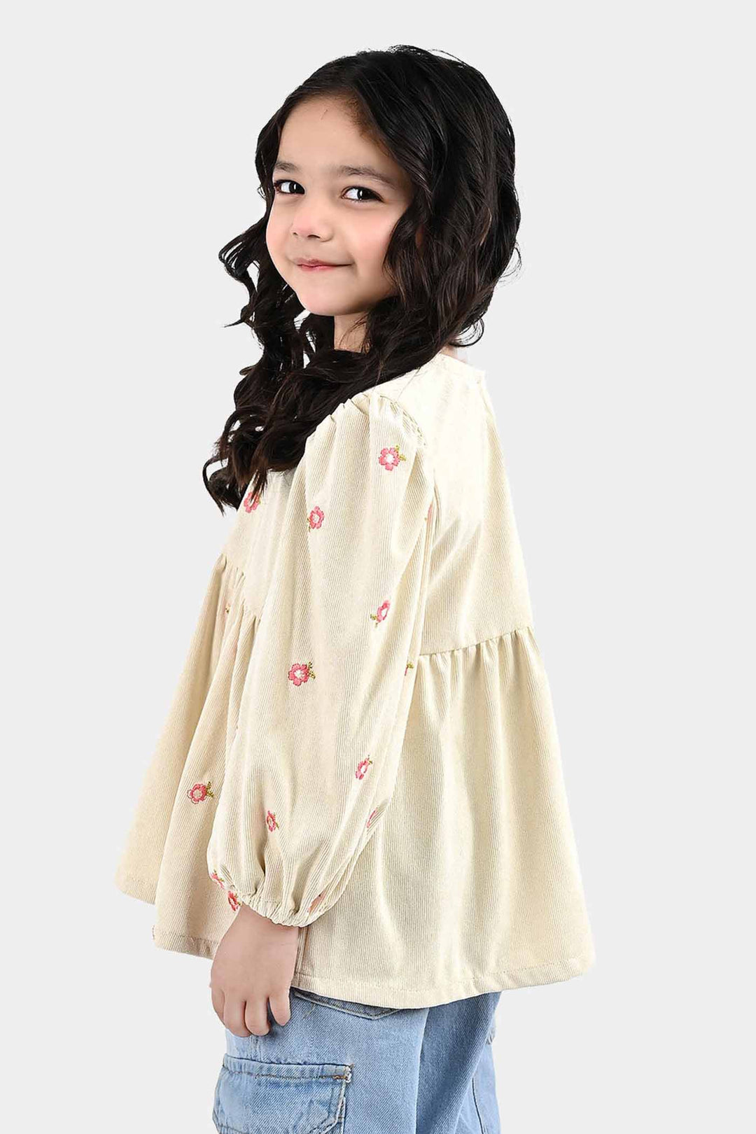 Girls Polyester Emb Top Dusky