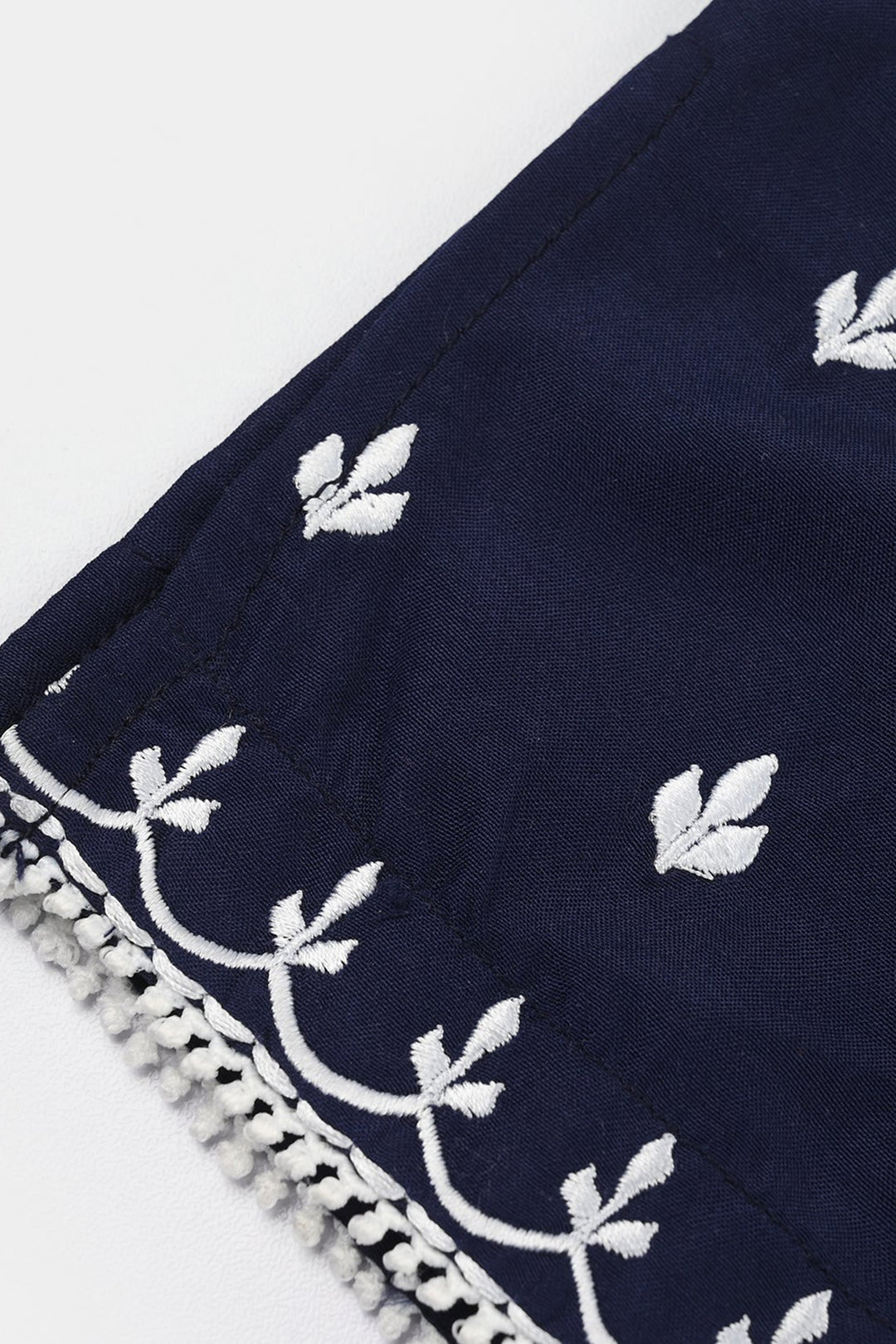 Infant Girls Poly Cambric Embroidered Kurti (Little Bagum) - Navy Blue